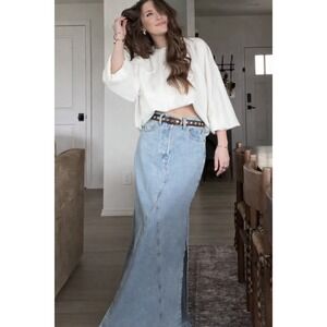 Free People Levi's Iconic Long Skirt Women Size 25 Blue NWT Denim Maxi High Rise